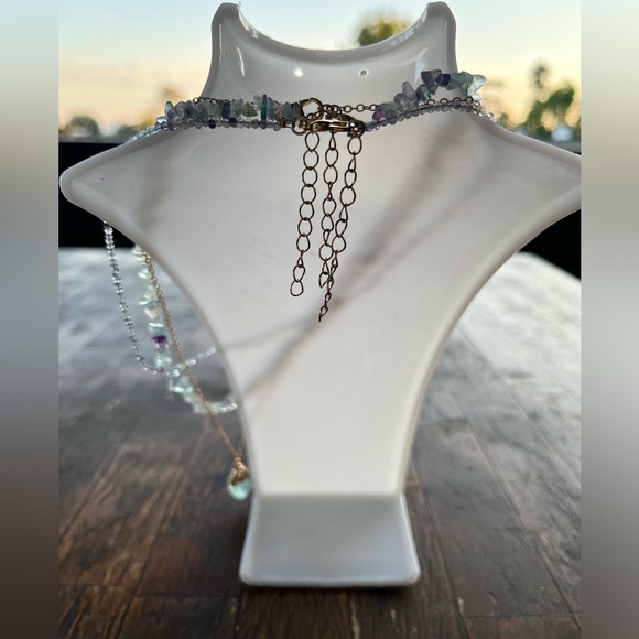 Fluorite Necklace with Matching Fluorite Crystal Jewelry Set - Picture 3 of 5